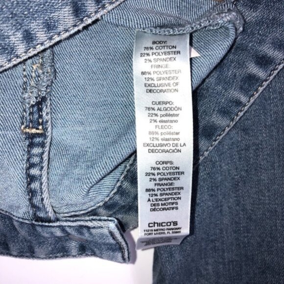 COPY - Chico's Platinum Fringe Denim Jacket - VINTAGE LOOK! NWOT - Picture 9 of 11